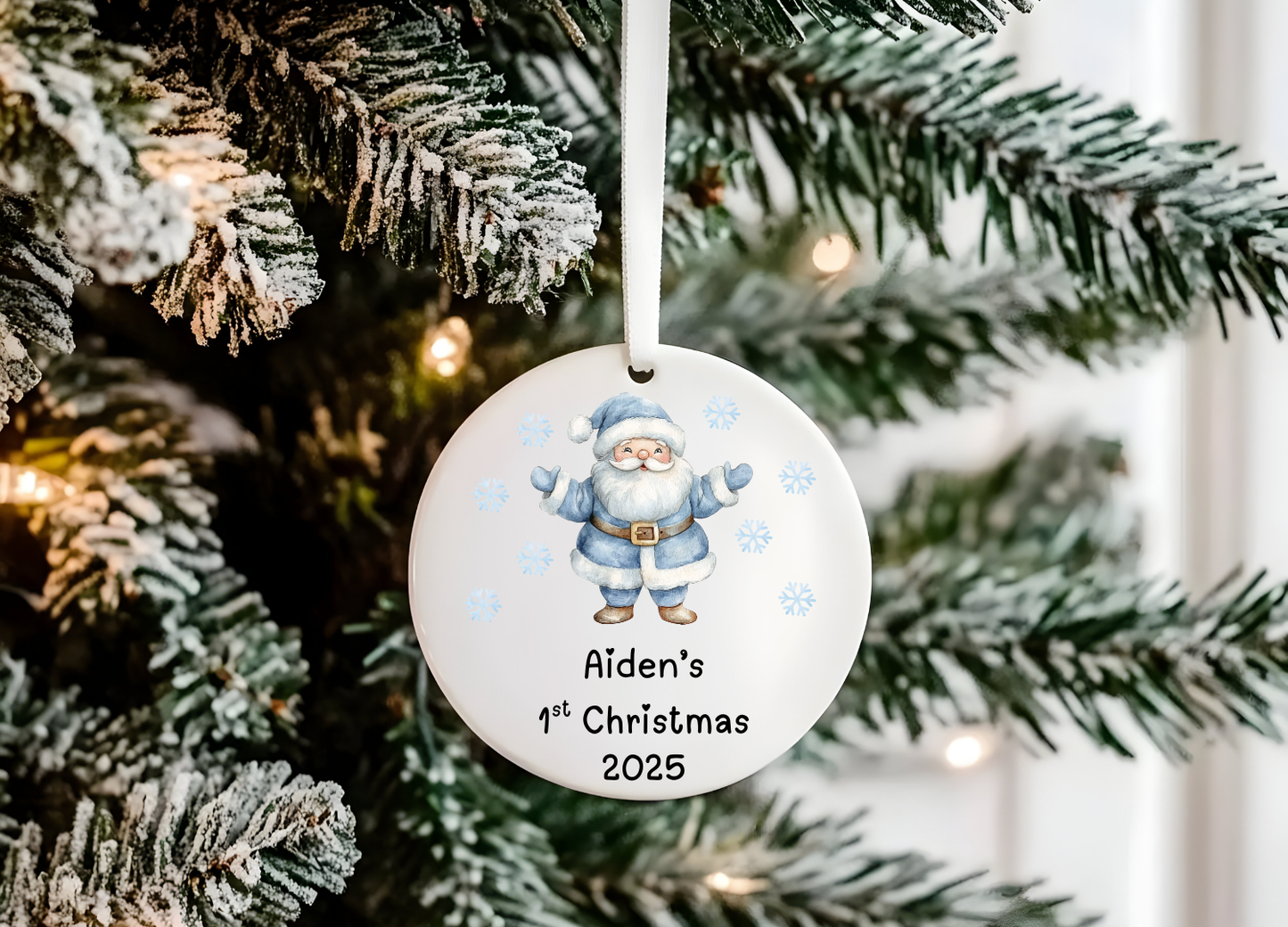 Personalised Blue Baby’s First Christmas Bauble
