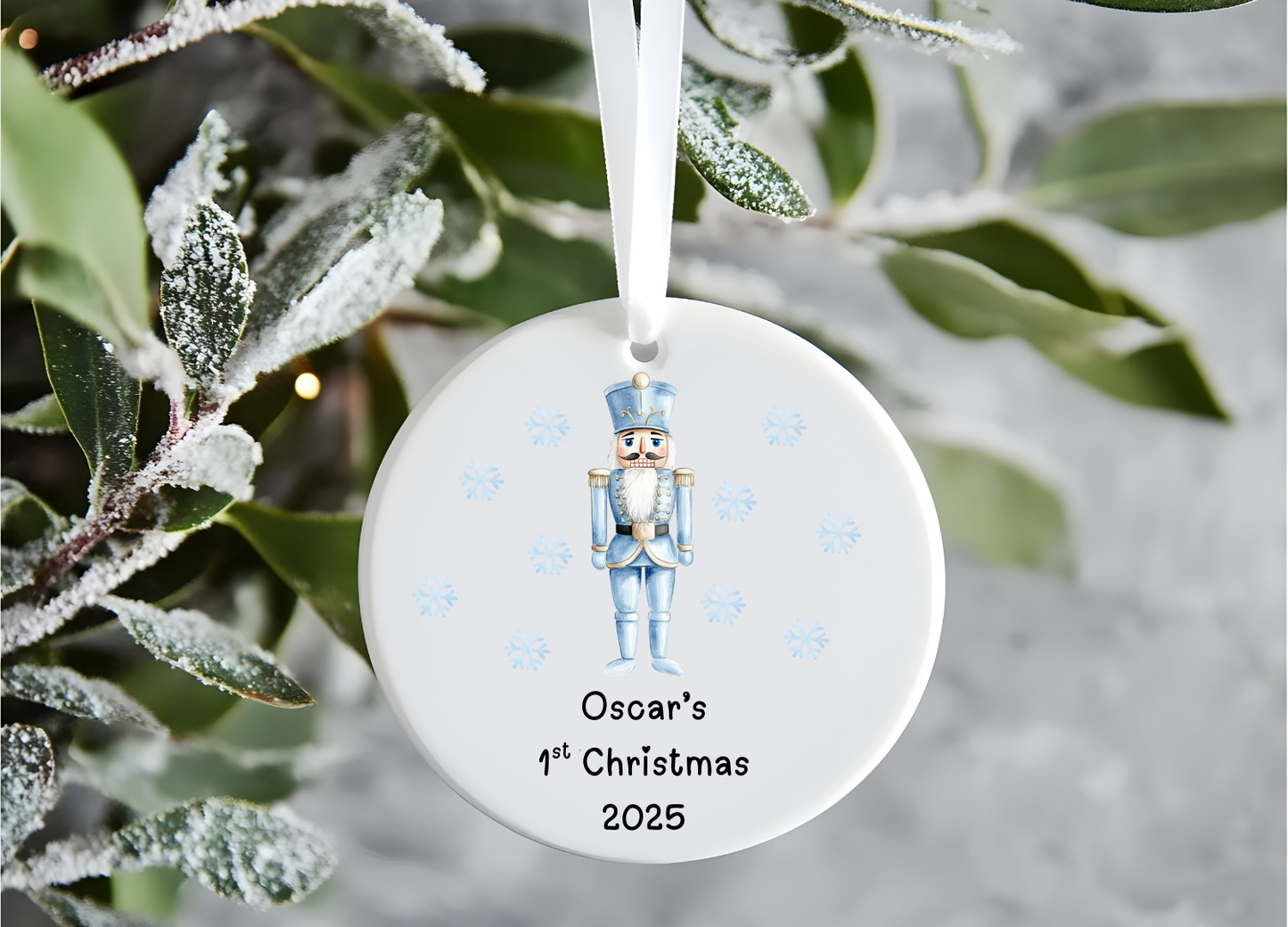 Personalised Blue Baby’s First Christmas Bauble