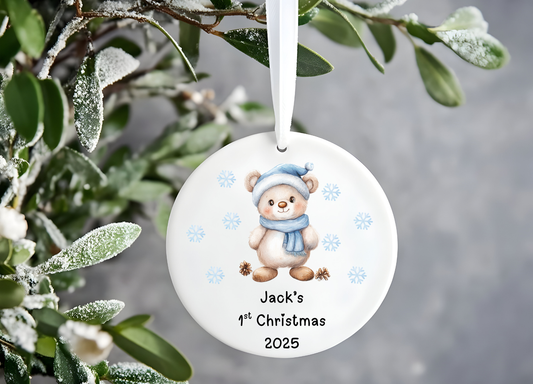 Personalised Blue Baby’s First Christmas Bauble