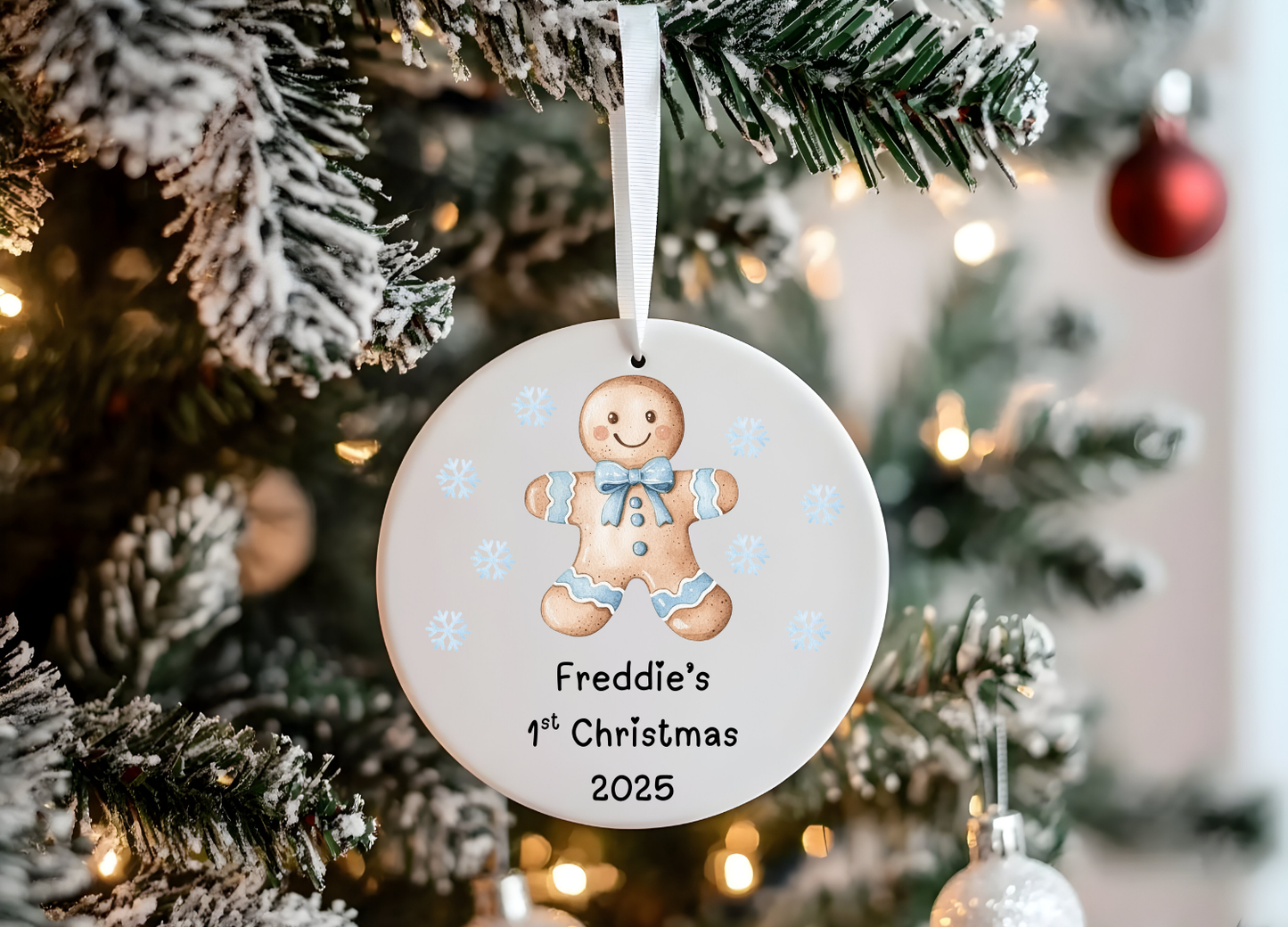 Personalised Blue Baby’s First Christmas Bauble