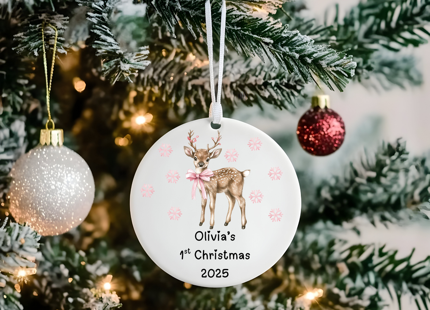 Personalised Pink Baby’s First Christmas Bauble