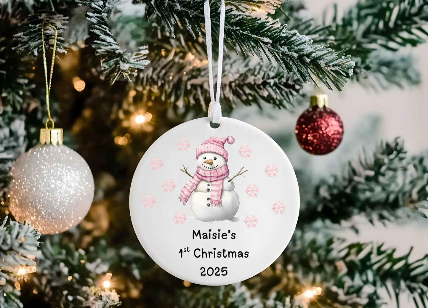 Personalised Pink Baby’s First Christmas Bauble