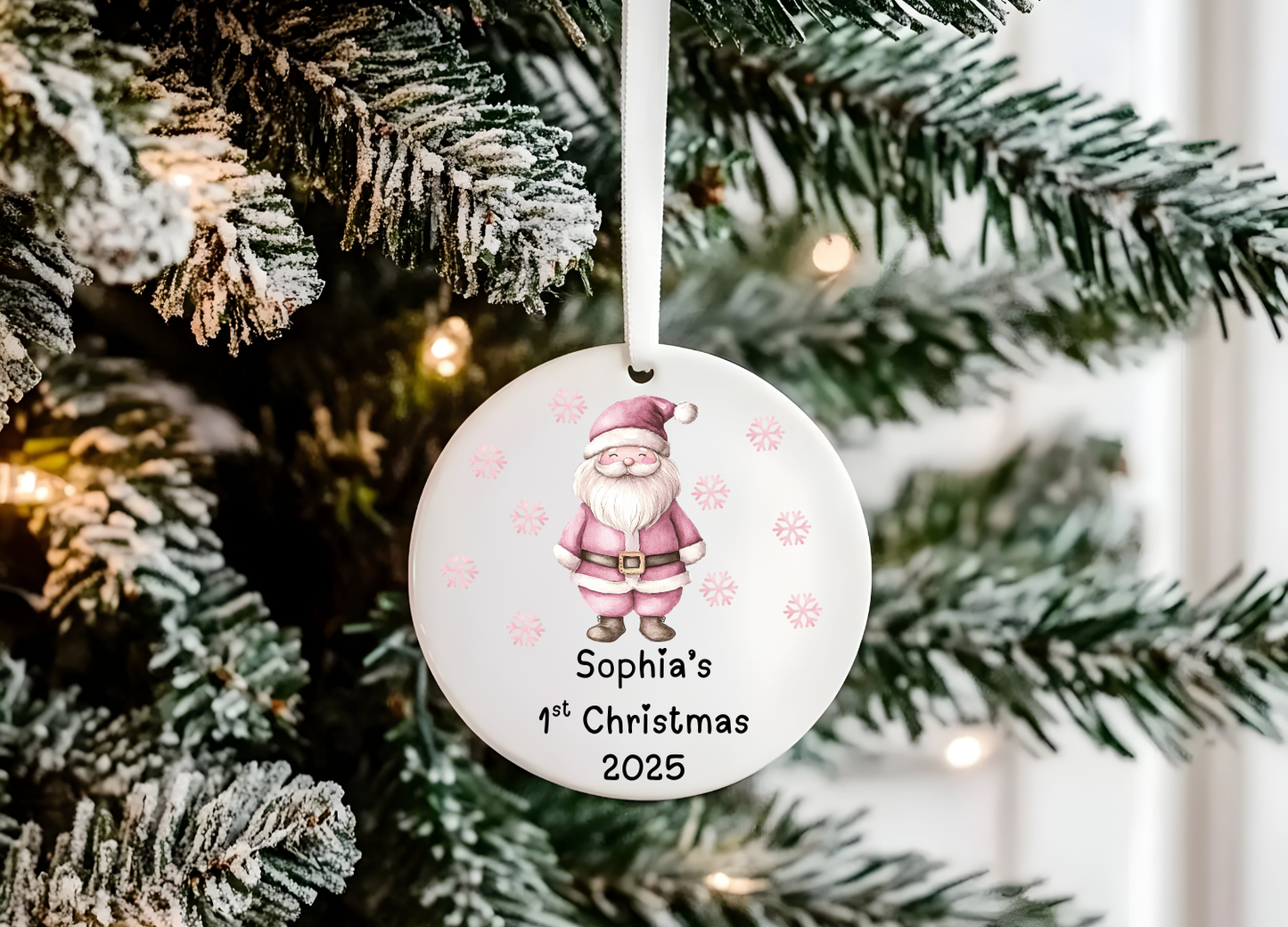Personalised Pink Baby’s First Christmas Bauble