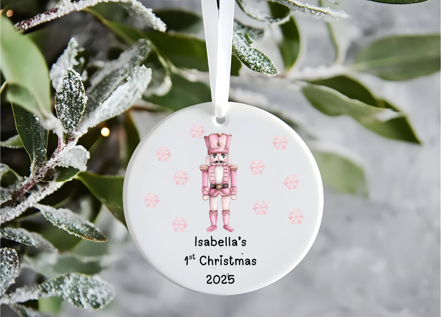 Personalised Pink Baby’s First Christmas Bauble