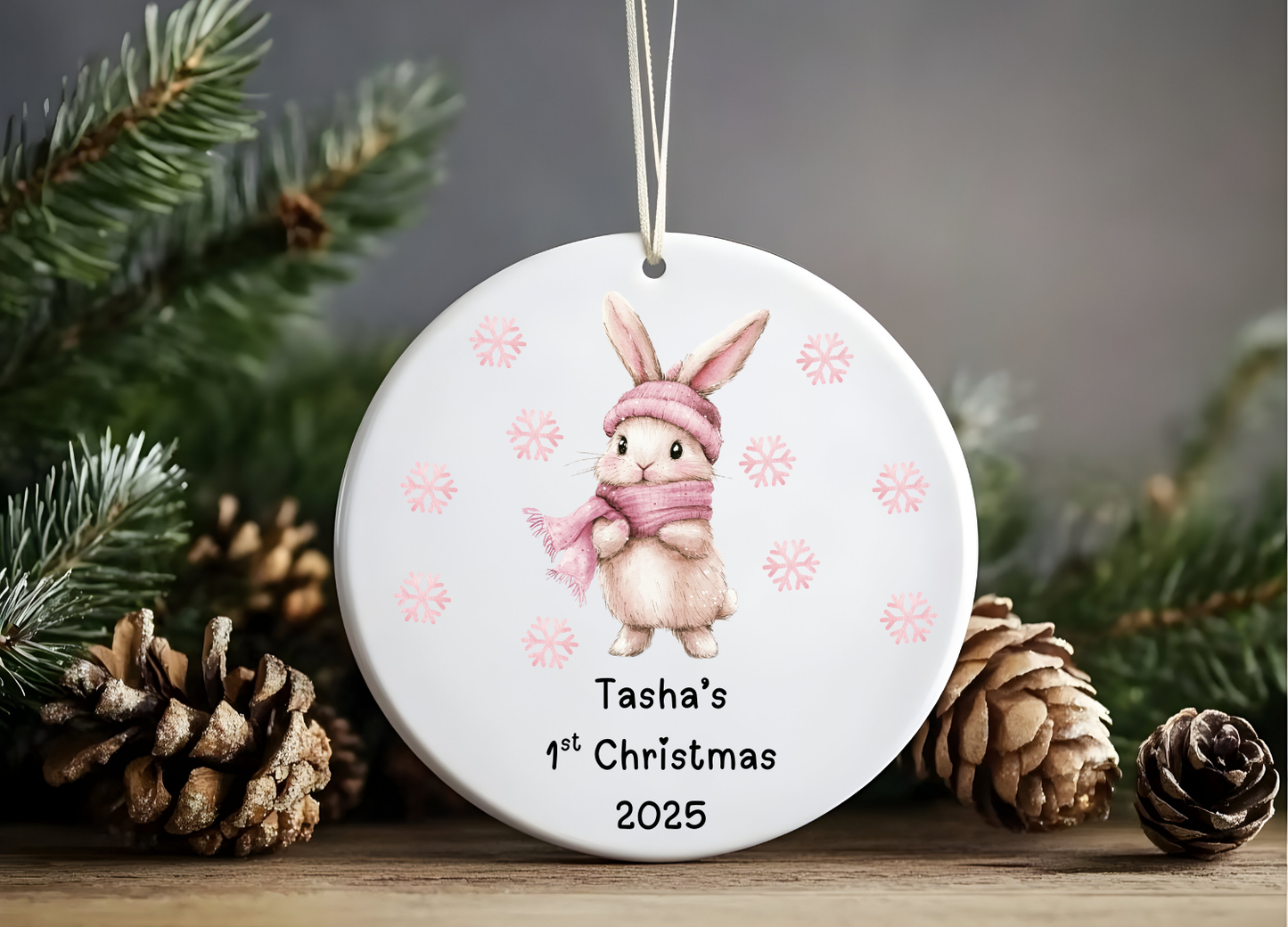 Personalised Pink Baby’s First Christmas Bauble