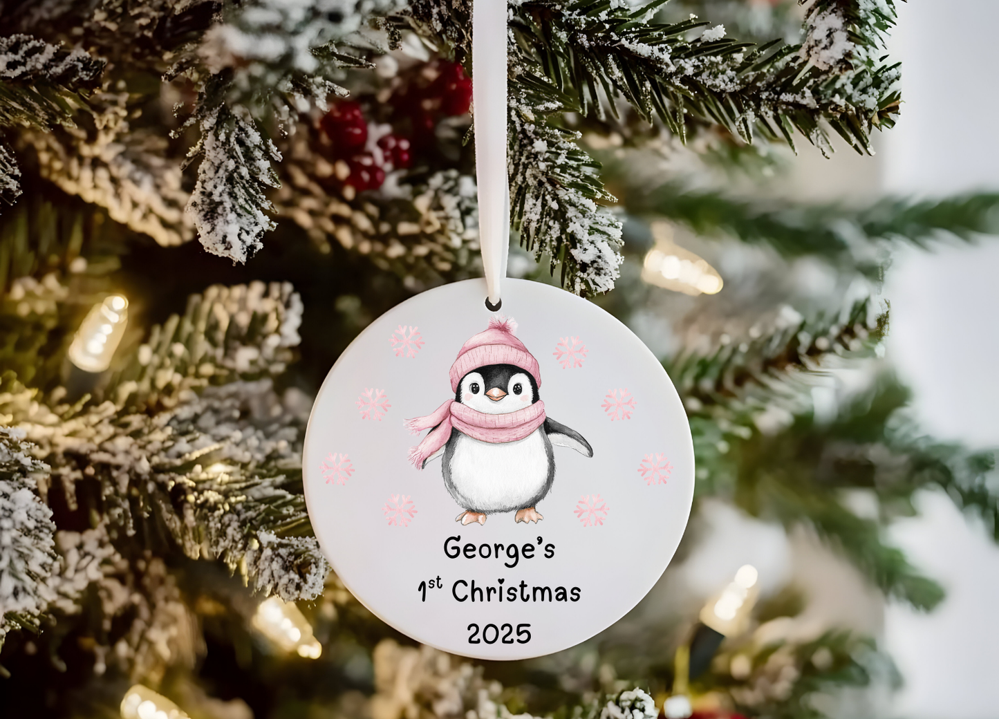 Personalised Pink Baby’s First Christmas Bauble