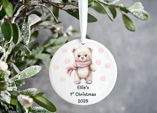 Personalised Pink Baby’s First Christmas Bauble