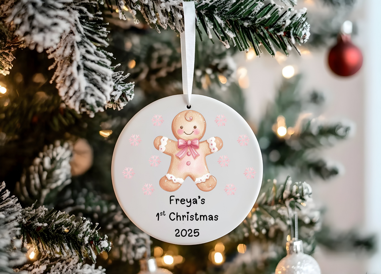 Personalised Pink Baby’s First Christmas Bauble