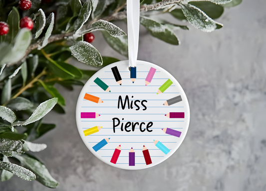 Personalised Teacher Bauble - Ceramic Ornament