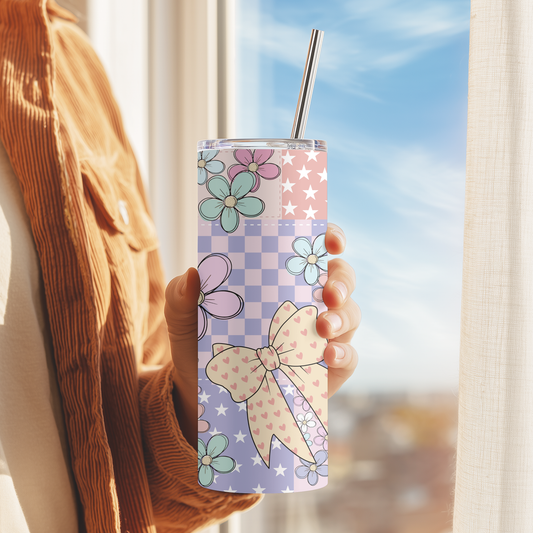 Patchwork Bows and Flowers Tumbler