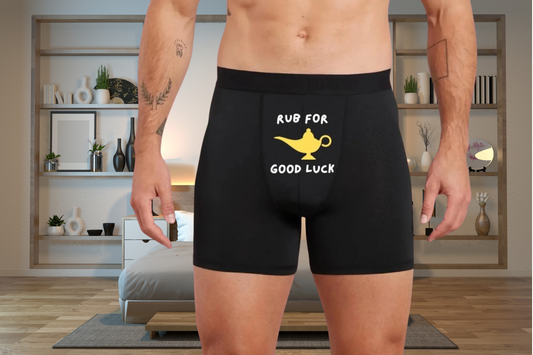 Funny Rub for Good Luck Black Boxers