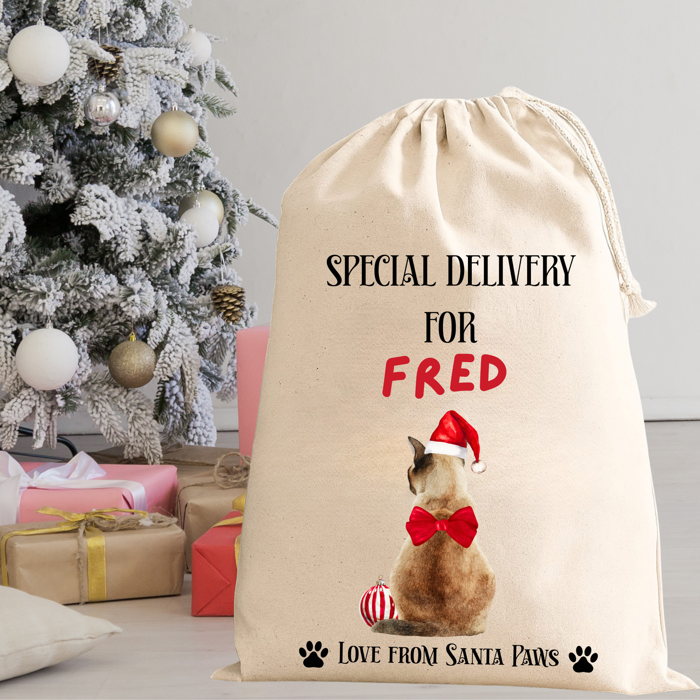 Personalised Cat Santa Sack
