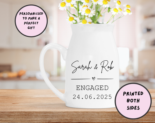 Personalised Engagement Milk Jug Vase