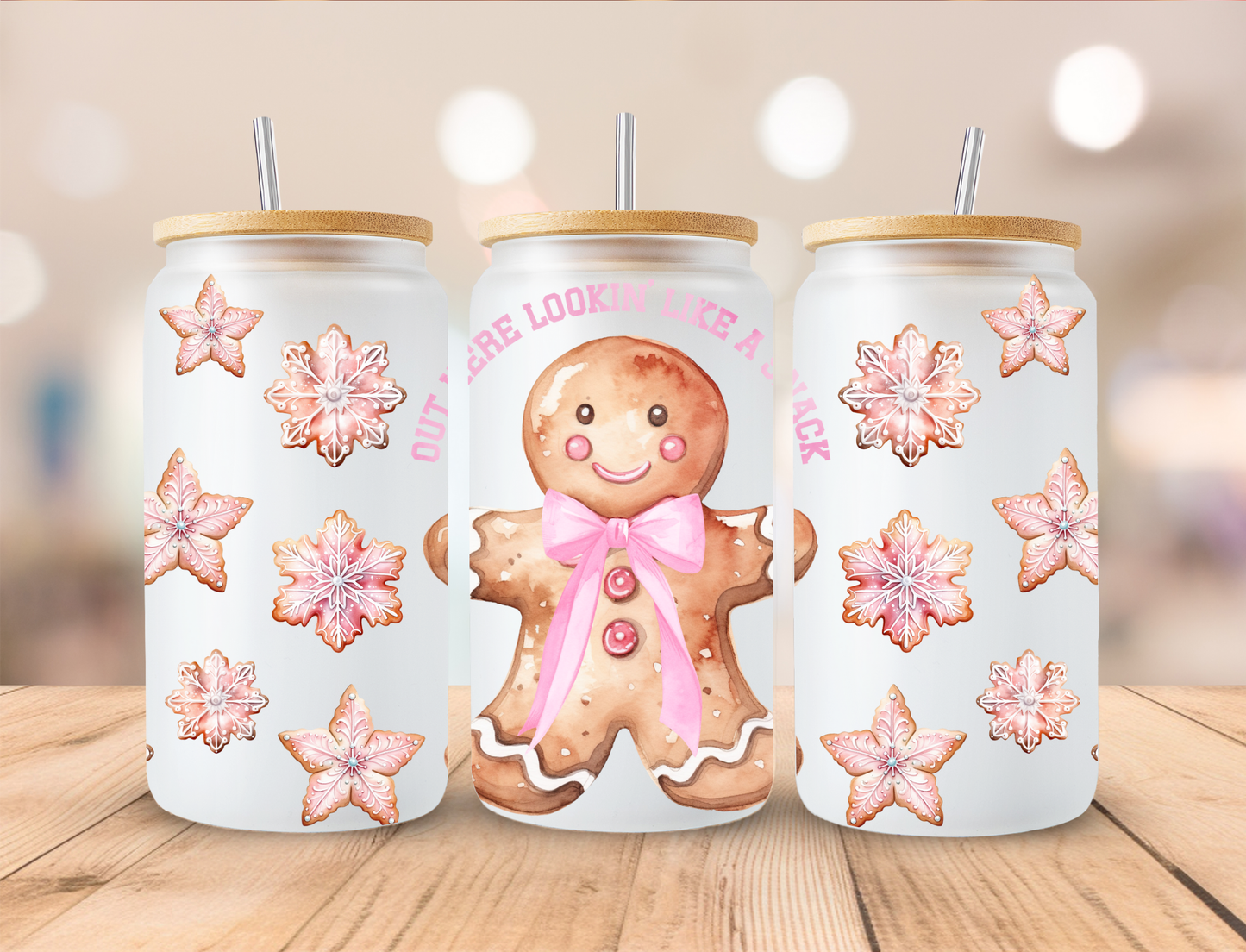 Pink Gingerbread Frosted Libbey Can