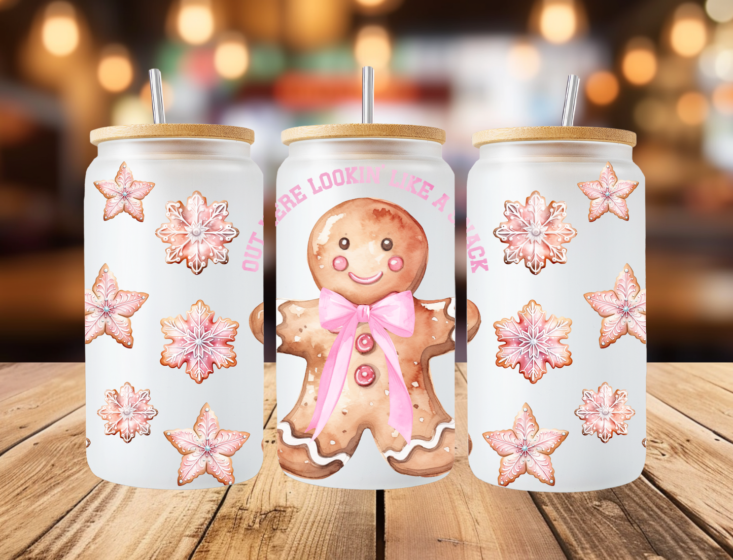 Pink Gingerbread Frosted Libbey Can