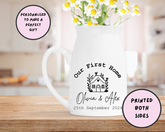 Personalised First Home/New Home Milk Jug Vase