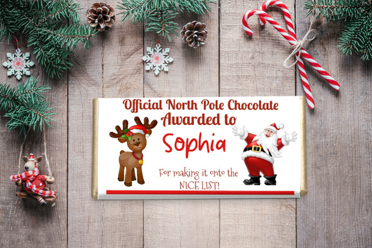 Personalised Nice List Chocolate Bar