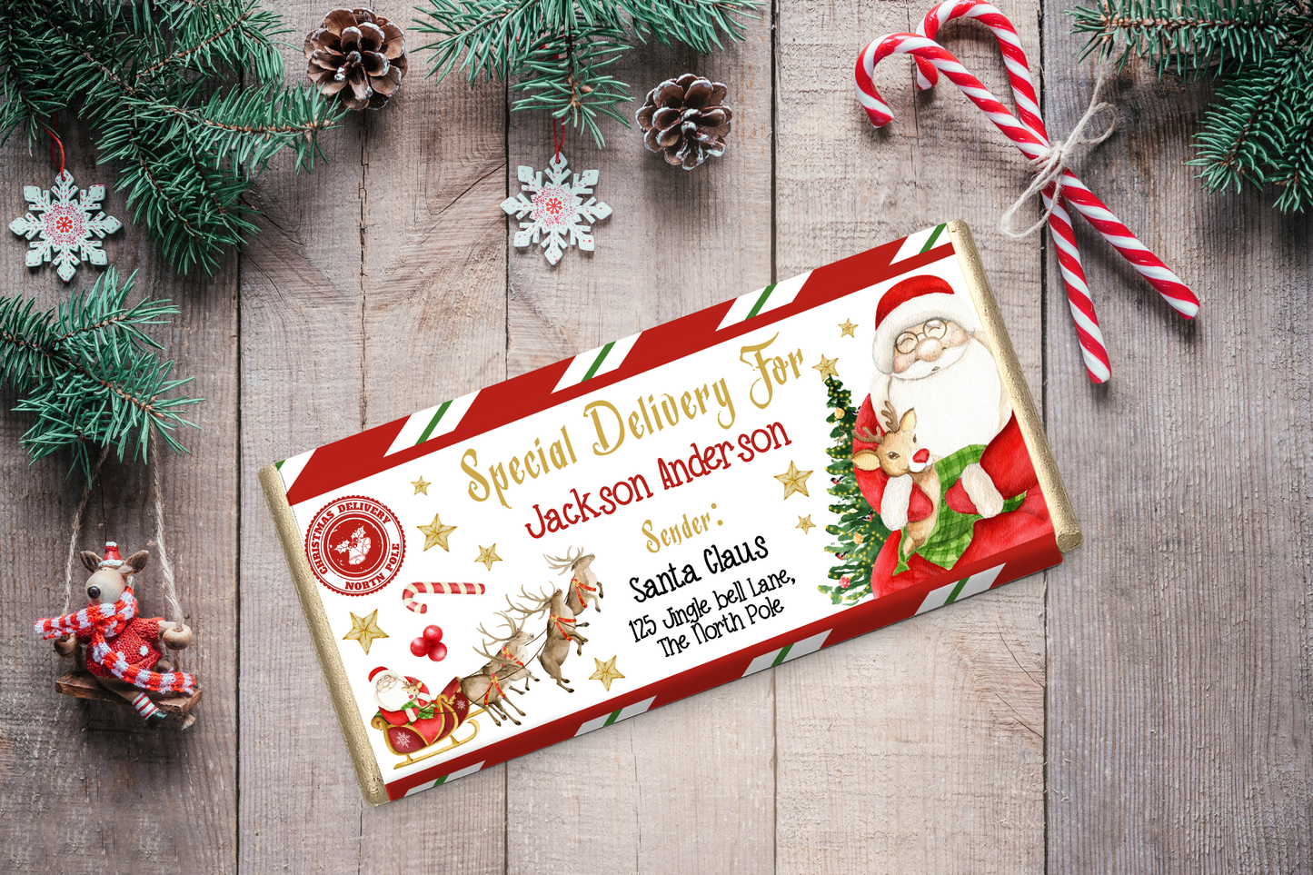 Personalised Chocolate Bar from Santa or Pete the Elf