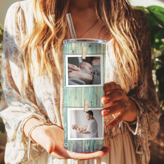 Personalised Wood-Themed Photo Tumbler