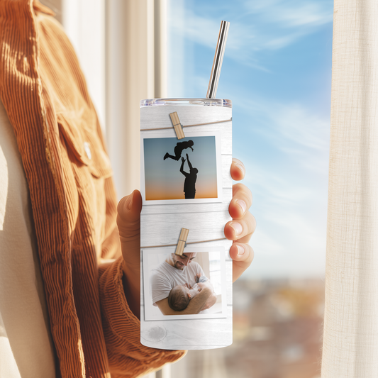 Personalised Wood-Themed Photo Tumbler