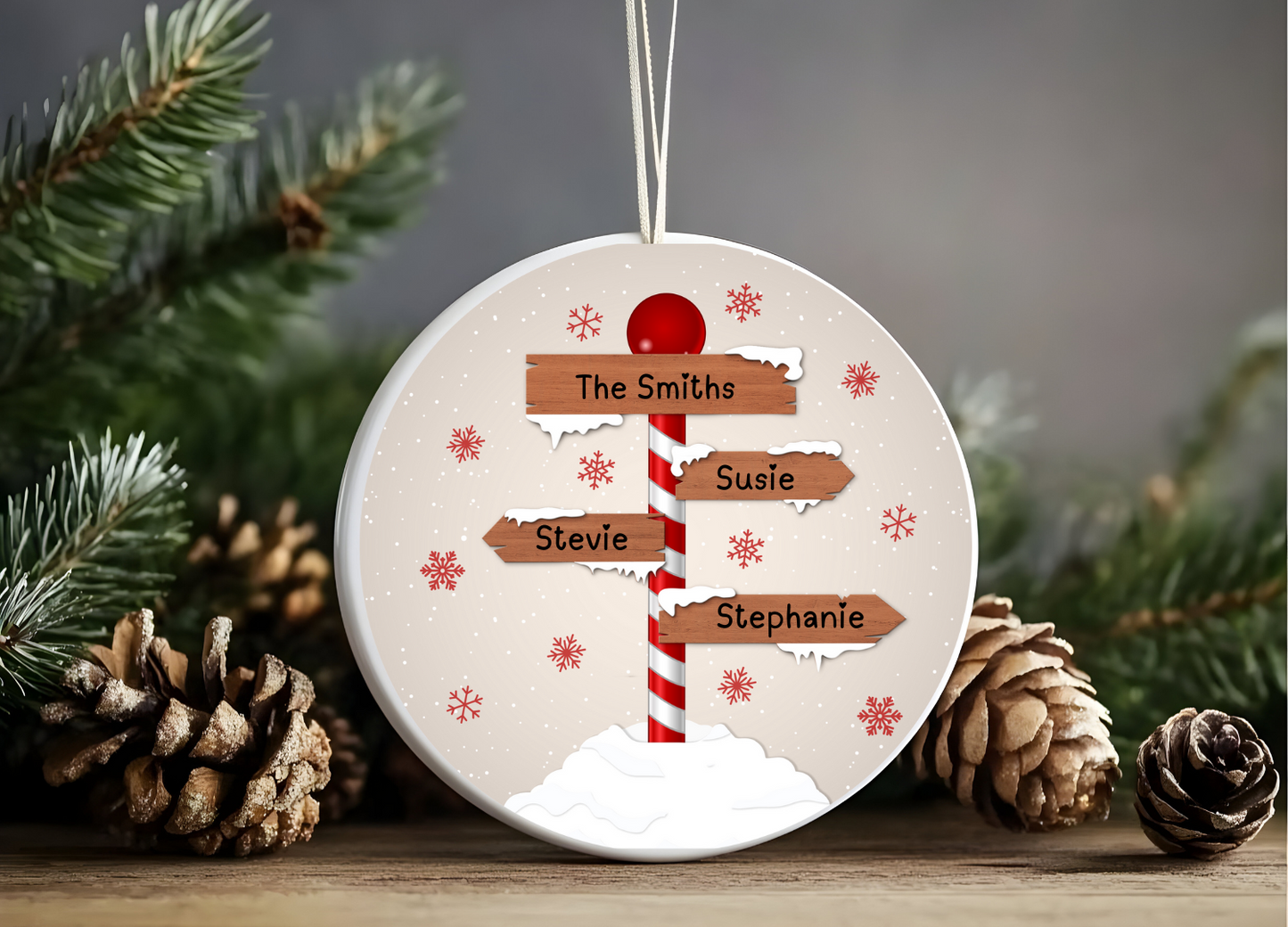 Personalised Family Bauble – Up to 10 Names Custom Names Christmas Ornament,