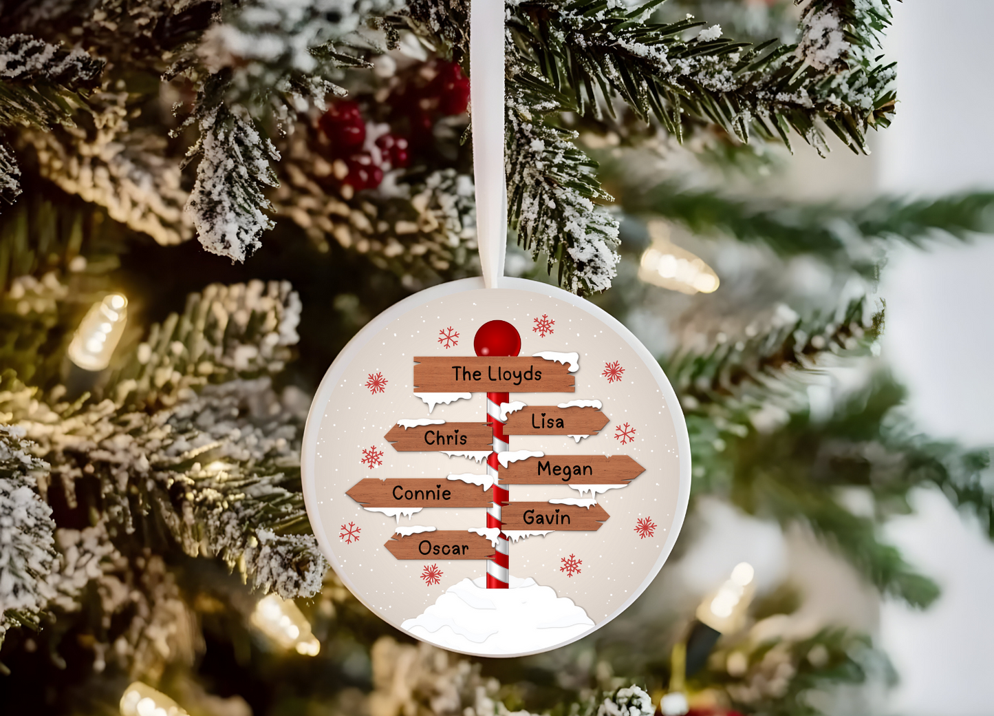 Personalised Family Bauble – Up to 10 Names Custom Names Christmas Ornament,