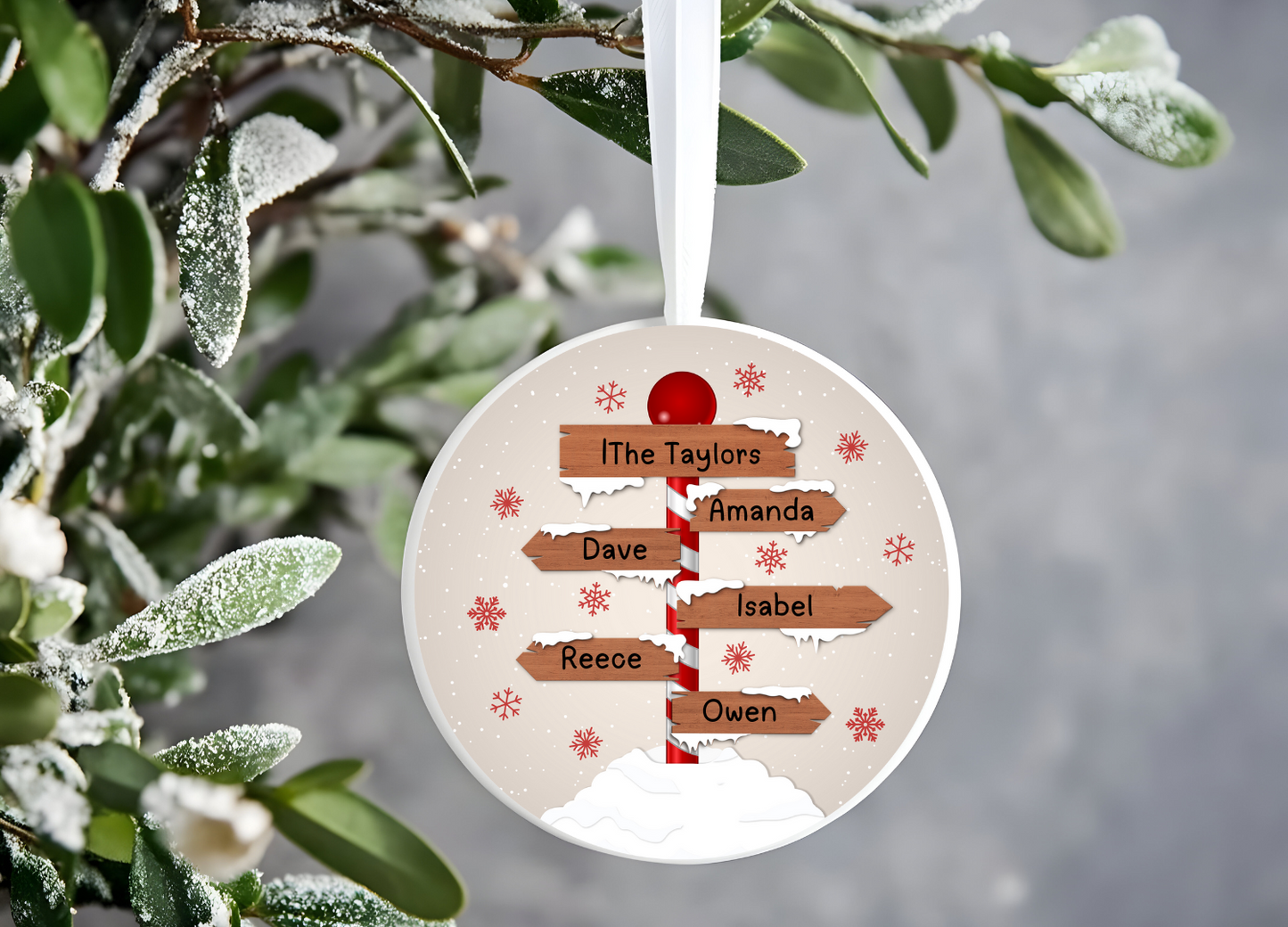 Personalised Family Bauble – Up to 10 Names Custom Names Christmas Ornament,