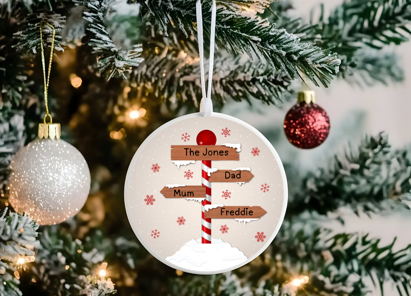 Personalised Family Bauble – Up to 10 Names Custom Names Christmas Ornament,