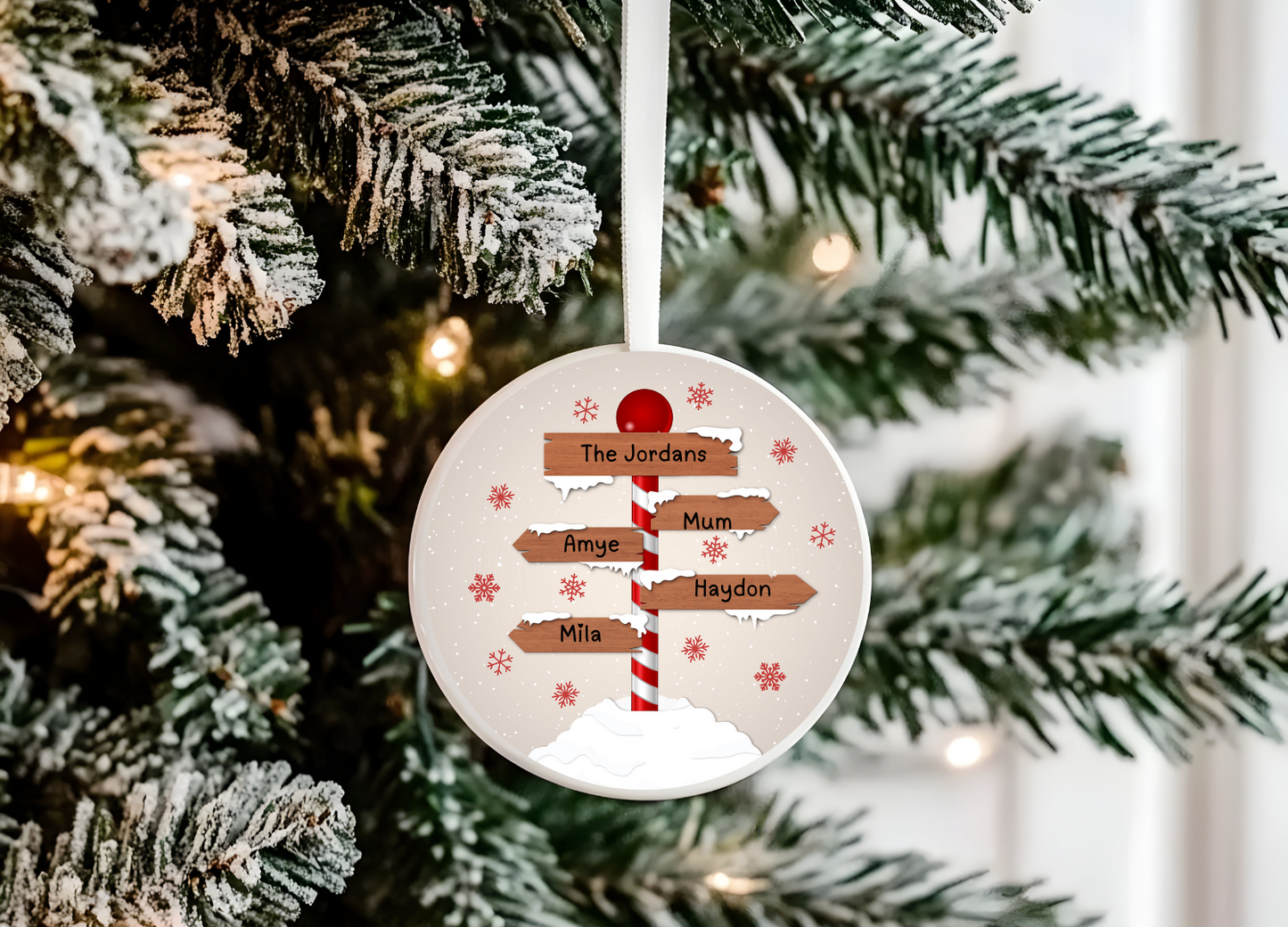 Personalised Family Bauble – Up to 10 Names Custom Names Christmas Ornament,