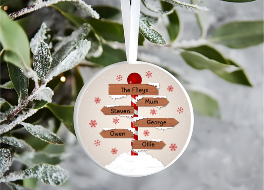 Personalised Family Bauble – Up to 10 Names Custom Names Christmas Ornament,