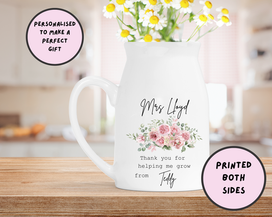 Personalised Teacher Milk Jug Vase