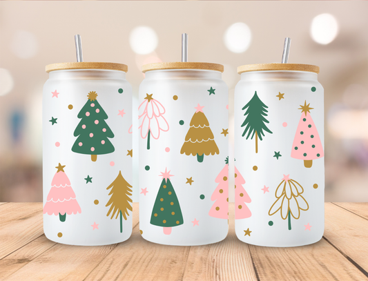 Christmas Tree Frosted Libbey Can 16oz