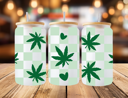 Checked Weed 16oz Frosted Libbey Can