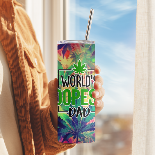World's Dopest Dad Skinny Tumbler