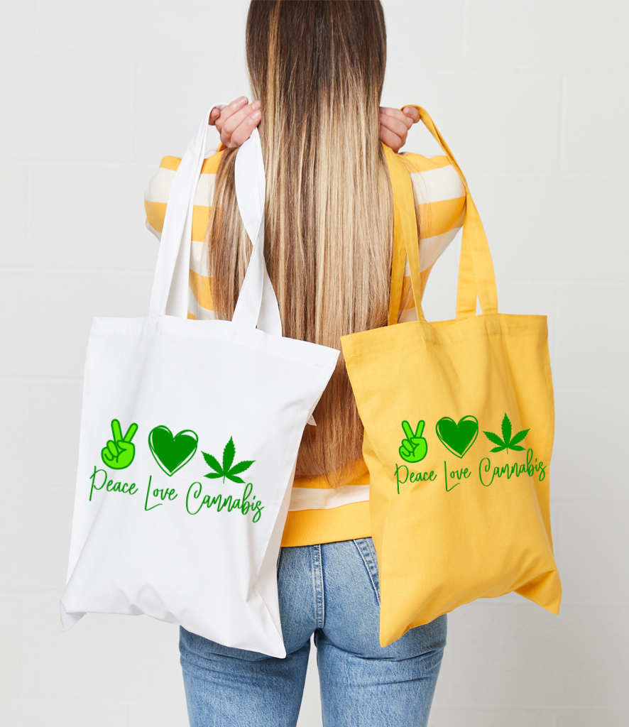 Peace Love Cannabis Tote Bag