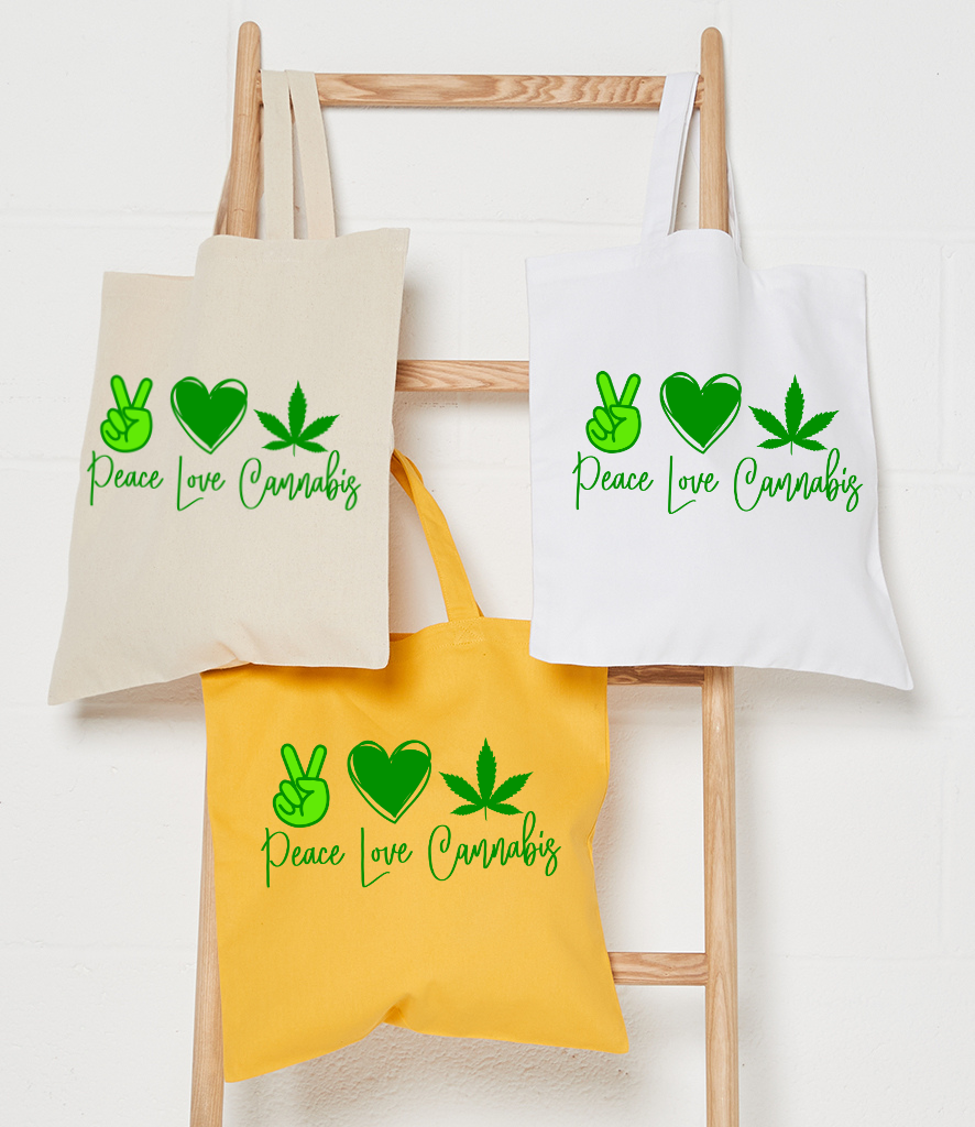Peace Love Cannabis Tote Bag