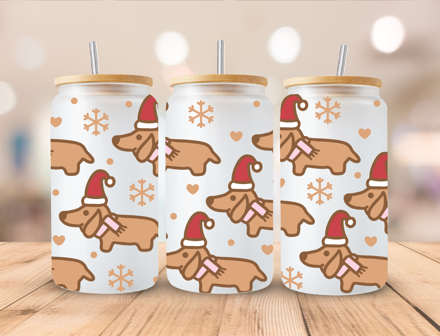 Christmas Dog Frosted Libbey Can