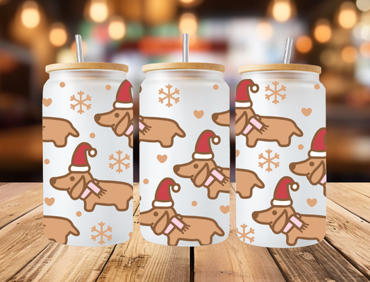 Christmas Dog Frosted Libbey Can